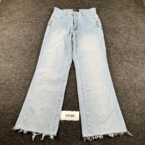 Vintage Action West Bootcut Leg Jeans Womens 6 Blue Denim Light Wash Raw Hem